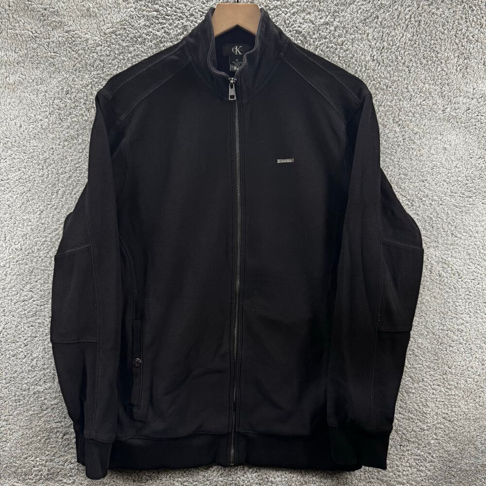 Calvin Klein Jacket Men's Large Black Full-Zip Track Lightweight Casual‎